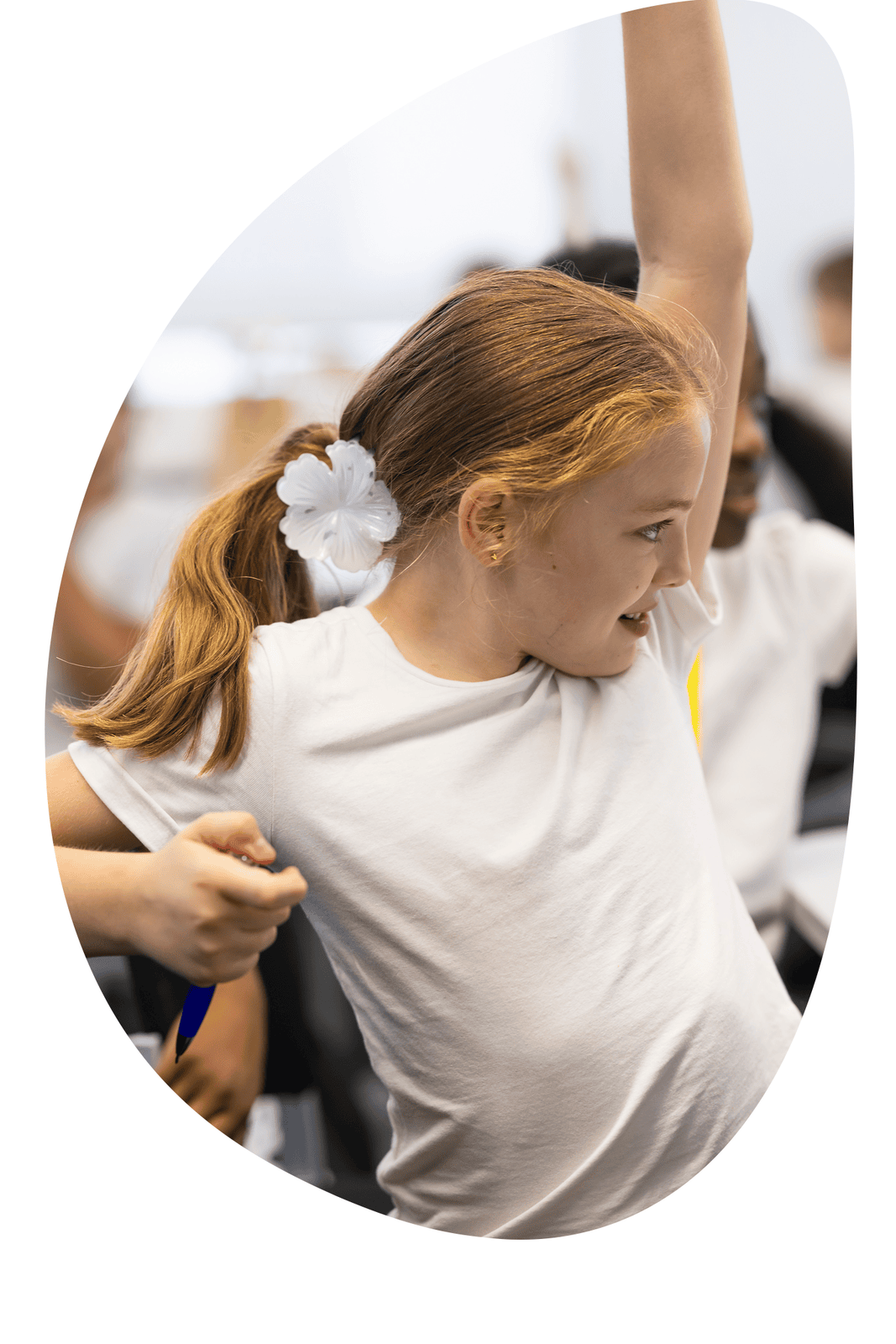 A girl in primary school dances in a Lets Dance With the Algorithm Digital Schoolhouse workshop